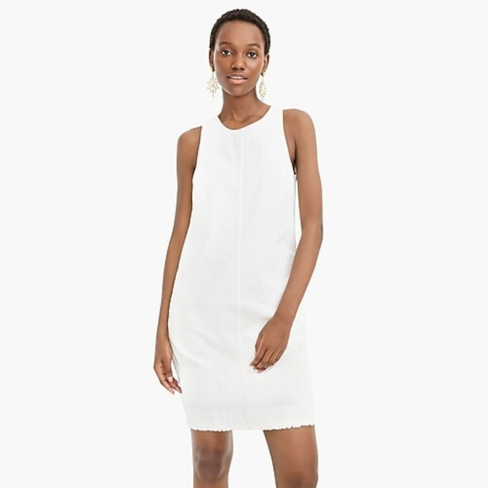 J Crew White denim shift dress